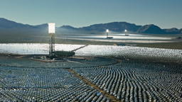 Thousands of mirrors track the sun across this vast Mojave solar thermal power complex.