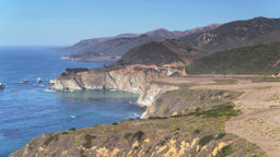 Rugged cliffs plunge into the shimmering Pacific along California's wild and dramatic coastline.